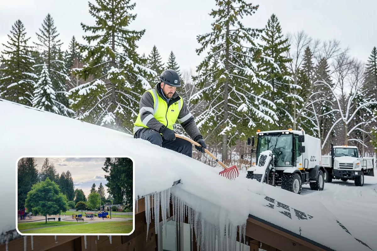 Snow Containment in Bonney Lake, Pierce County, WA - Keeps snow out of traffic and access areas
