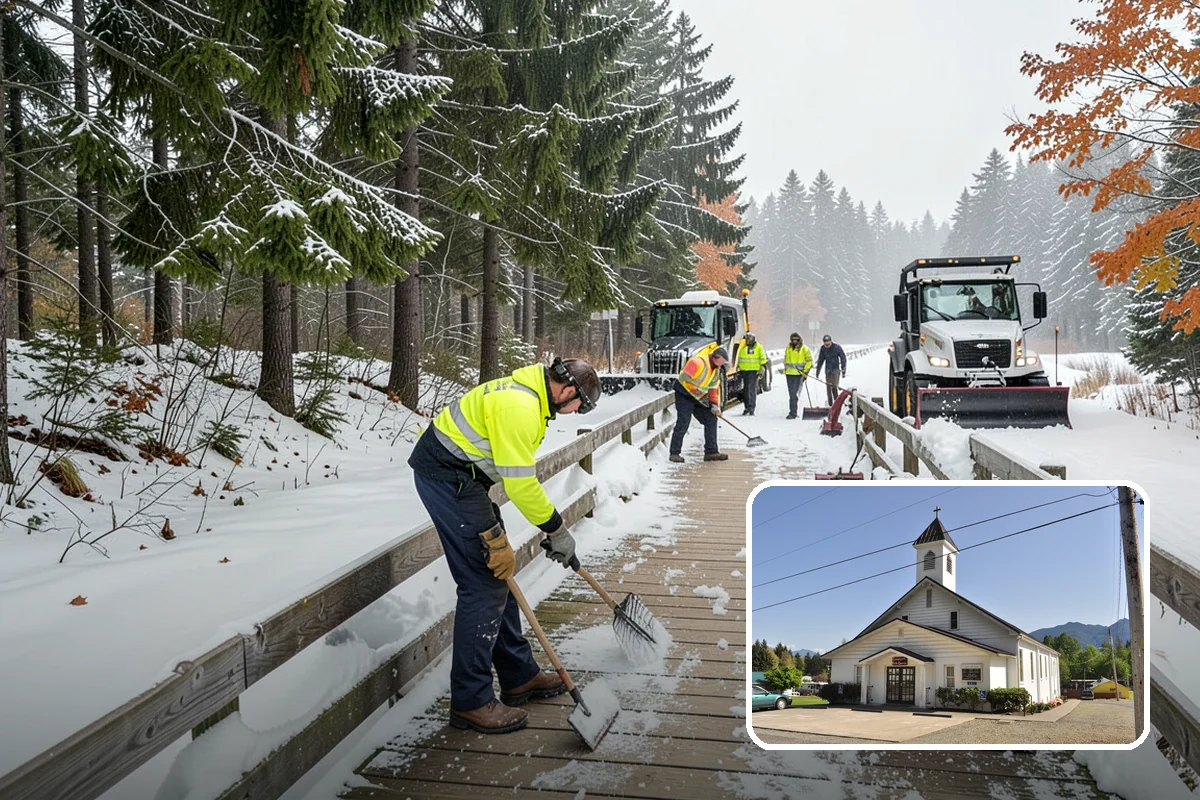 Snow Containment in Concrete, Skagit County, WA - Keeps snow out of traffic and access areas