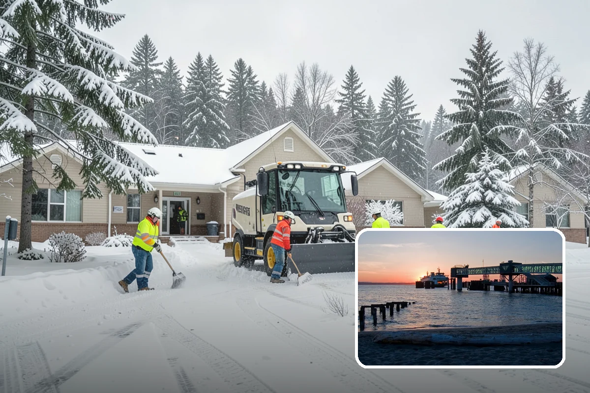 Snow Containment in Edmonds, Snohomish County, WA - Keeps snow out of traffic and access areas