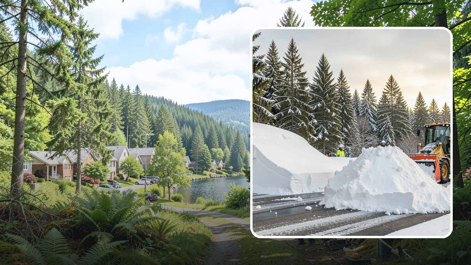Snow Containment in Lake Forest Park, King County, WA - We contain snow within designated zones so it stays out of traffic areas and drains where intended.