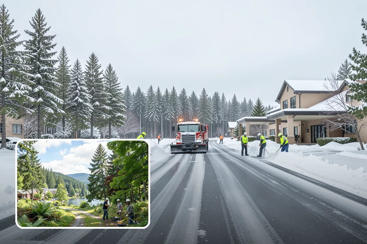 Snow Containment in Lake Forest Park, King County, WA - Keeps snow out of traffic and access areas