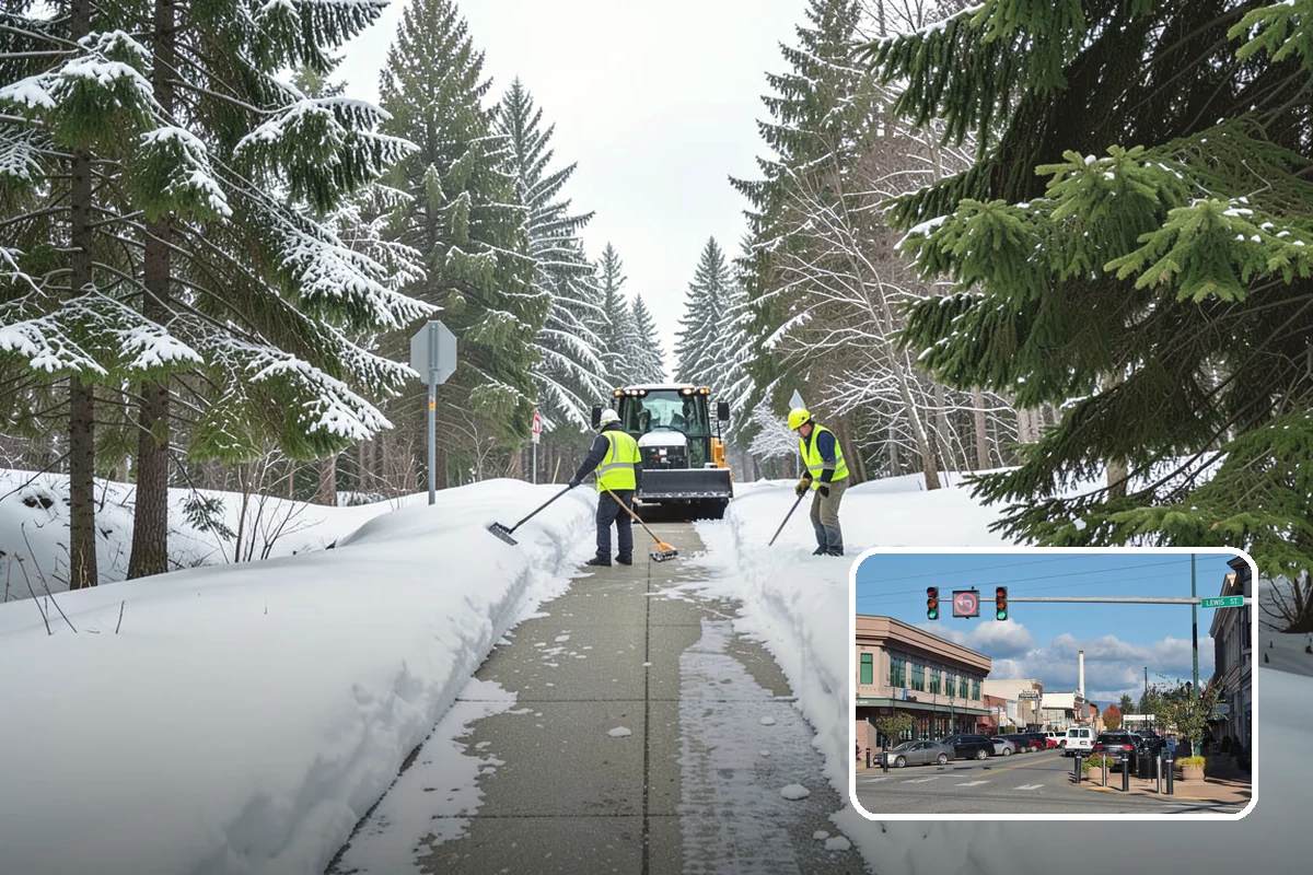 Snow Containment in Monroe, Snohomish County, WA - Keeps snow out of traffic and access areas