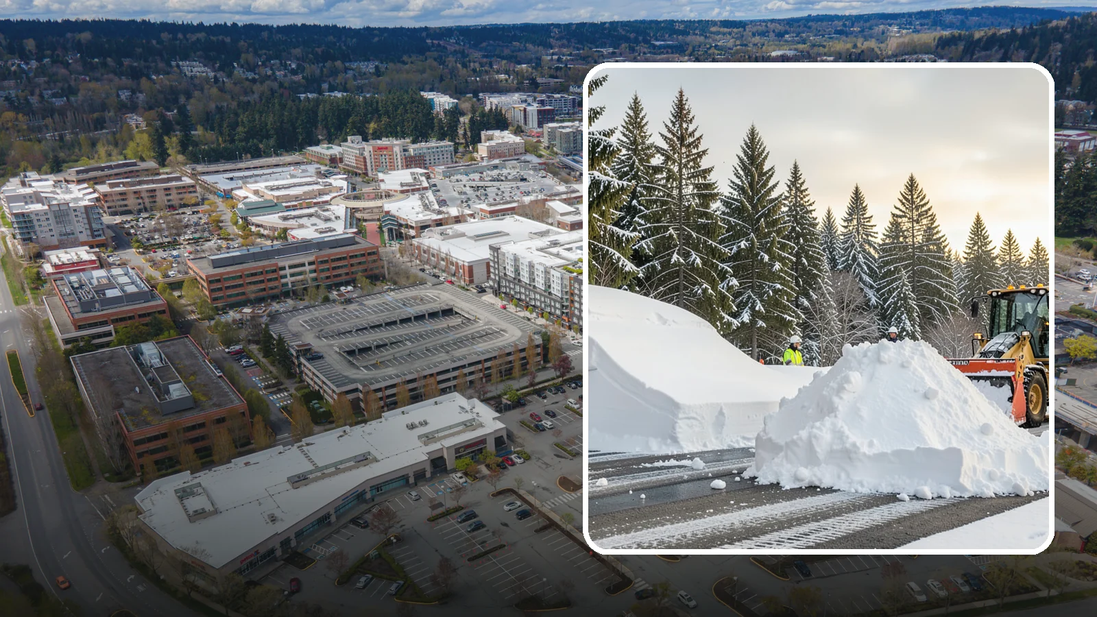 Snow Containment in Redmond, King County, WA - We contain snow within designated zones so it stays out of traffic areas and drains where intended.