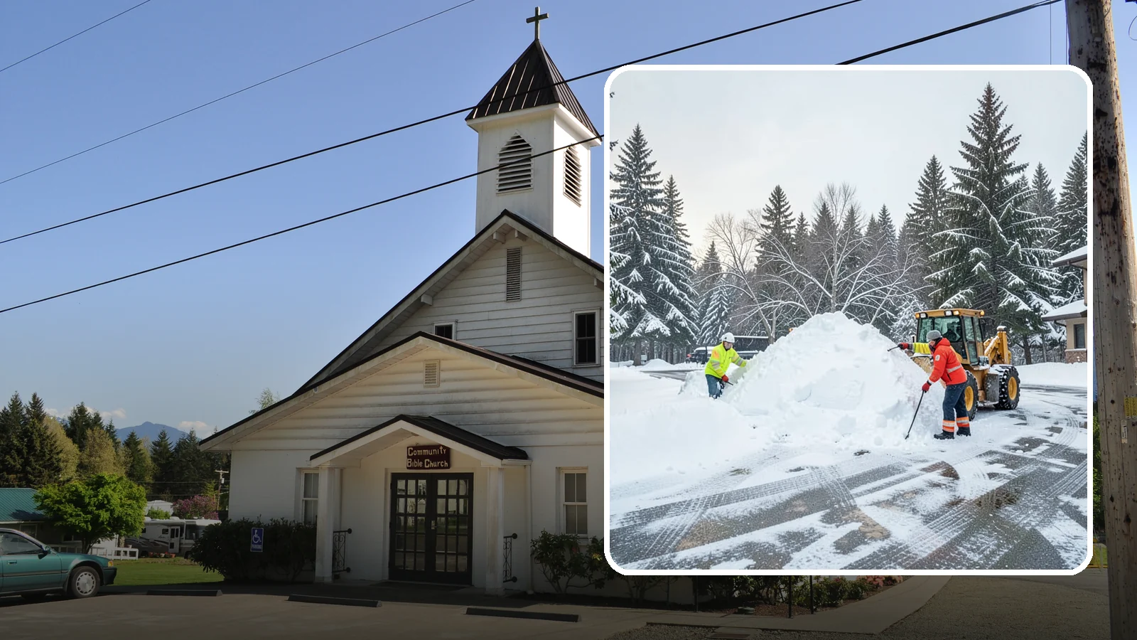 Snow Drift Removal in Concrete, Skagit County, WA - We clear the deep drifts that wind piles against your buildings, gates, and driveways during a storm.