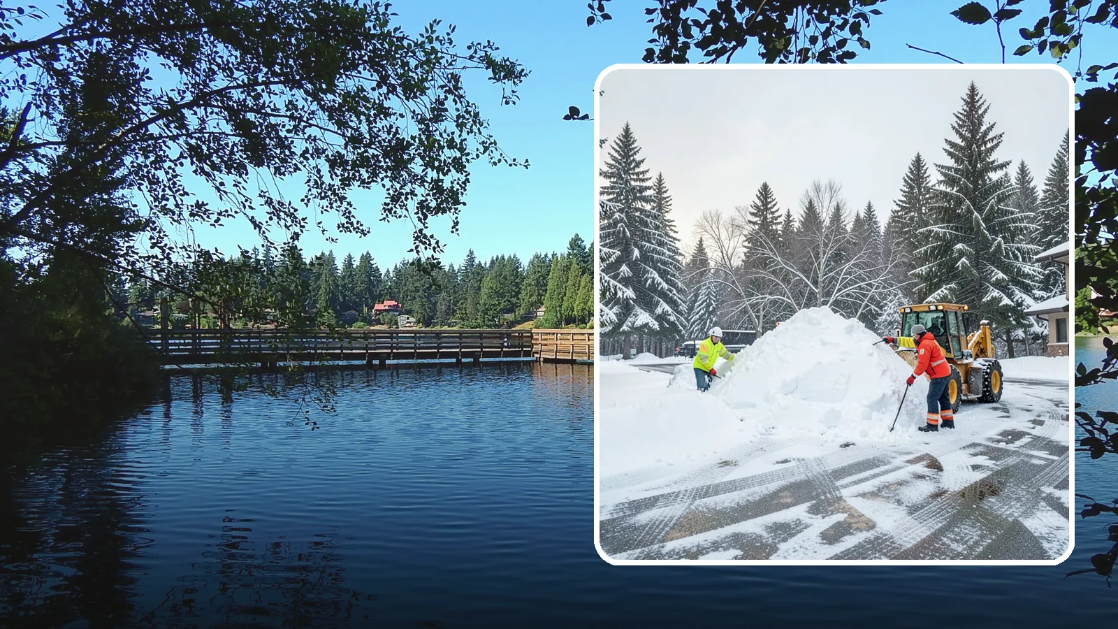 Snow Drift Removal in Federal Way, King County, WA - We clear the deep drifts that wind piles against your buildings, gates, and driveways during a storm.