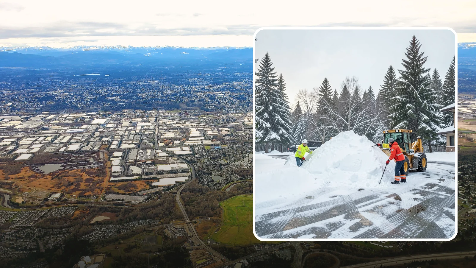 Snow Drift Removal in Kent, King County, WA - We clear the deep drifts that wind piles against your buildings, gates, and driveways during a storm.