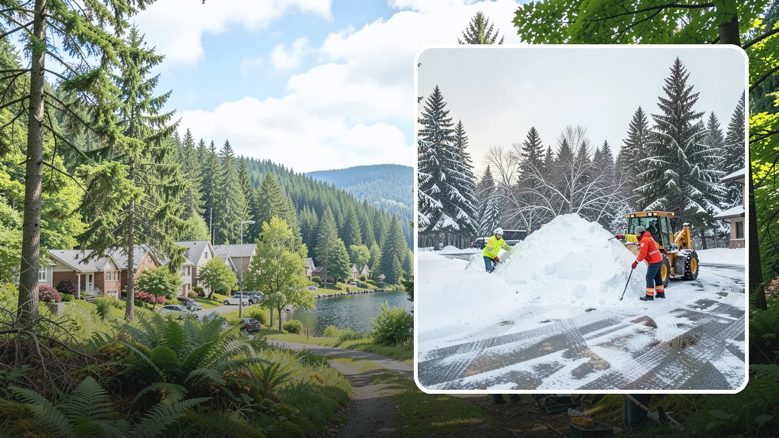 Snow Drift Removal in Lake Forest Park, King County, WA - We clear the deep drifts that wind piles against your buildings, gates, and driveways during a storm.