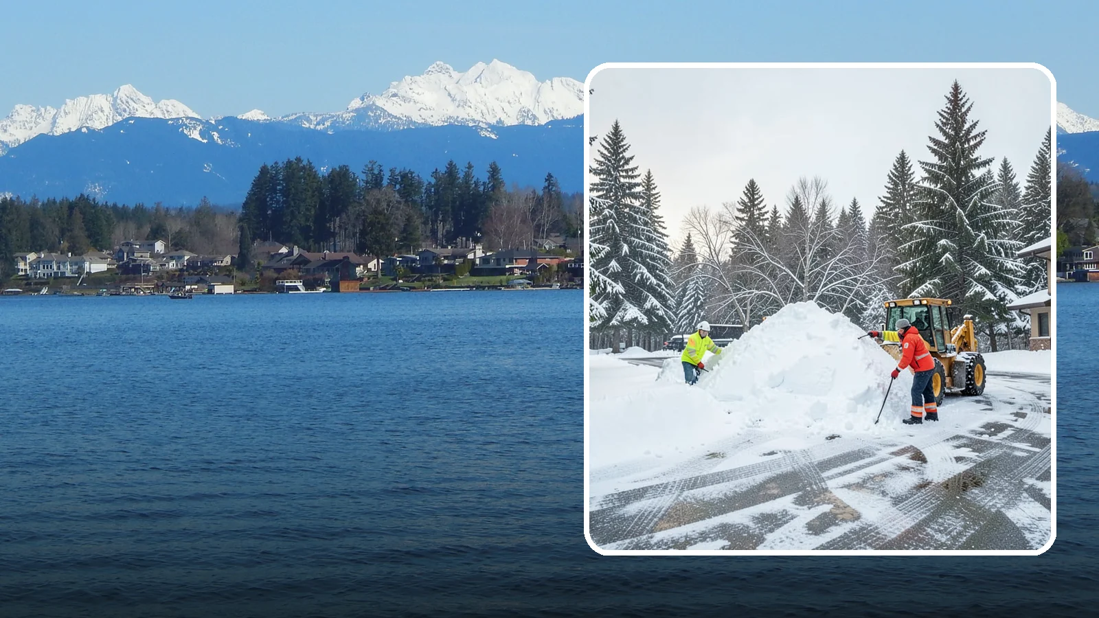 Snow Drift Removal in Lake Stevens, Snohomish County, WA - We clear the deep drifts that wind piles against your buildings, gates, and driveways during a storm.