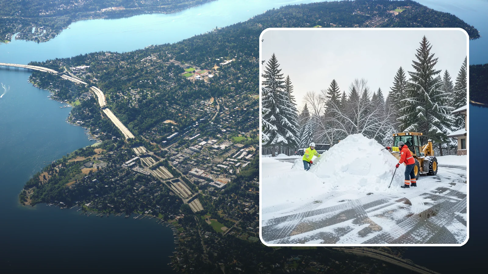 Snow Drift Removal in Mercer Island, King County, WA - We clear the deep drifts that wind piles against your buildings, gates, and driveways during a storm.