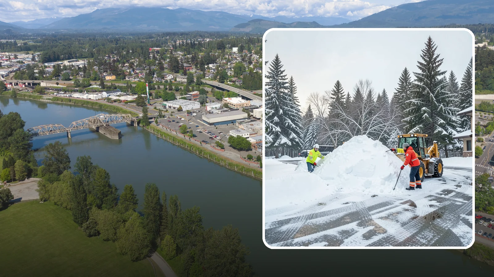 Snow Drift Removal in Mount Vernon, Skagit County, WA - We clear the deep drifts that wind piles against your buildings, gates, and driveways during a storm.
