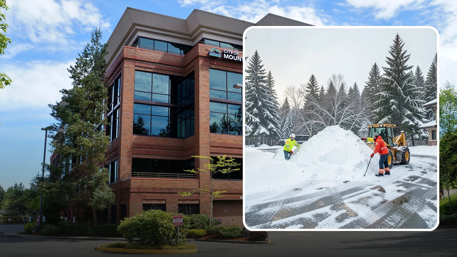 Snow Drift Removal in Mountlake Terrace, Snohomish County, WA - We clear the deep drifts that wind piles against your buildings, gates, and driveways during a storm.