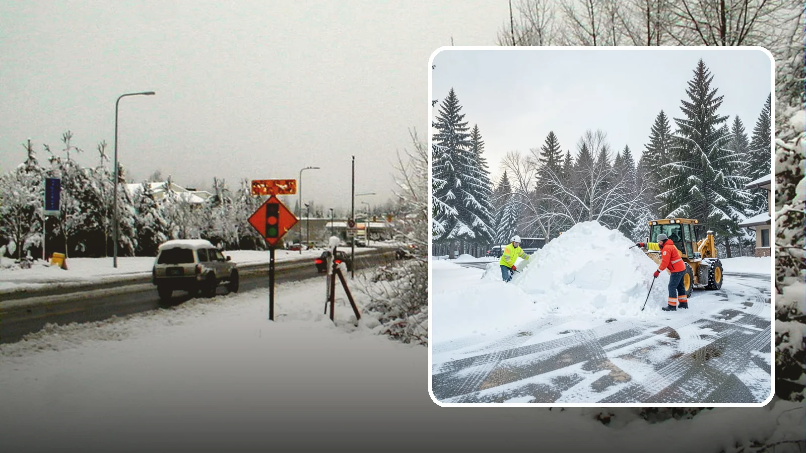 Snow Drift Removal in Newcastle, King County, WA - We clear the deep drifts that wind piles against your buildings, gates, and driveways during a storm.