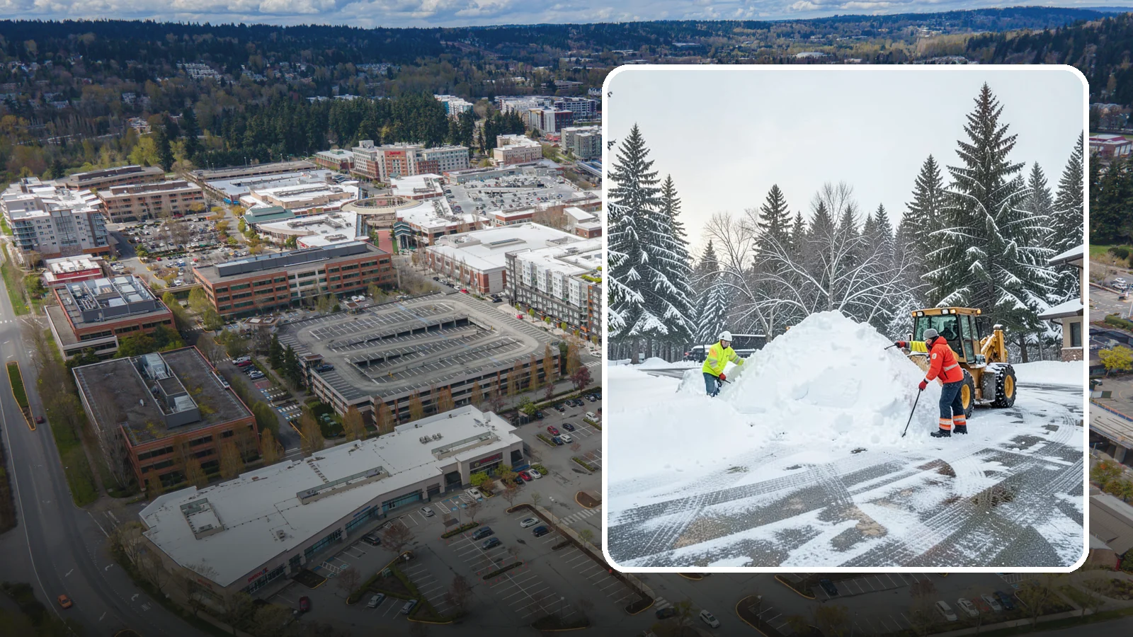 Snow Drift Removal in Redmond, King County, WA - We clear the deep drifts that wind piles against your buildings, gates, and driveways during a storm.