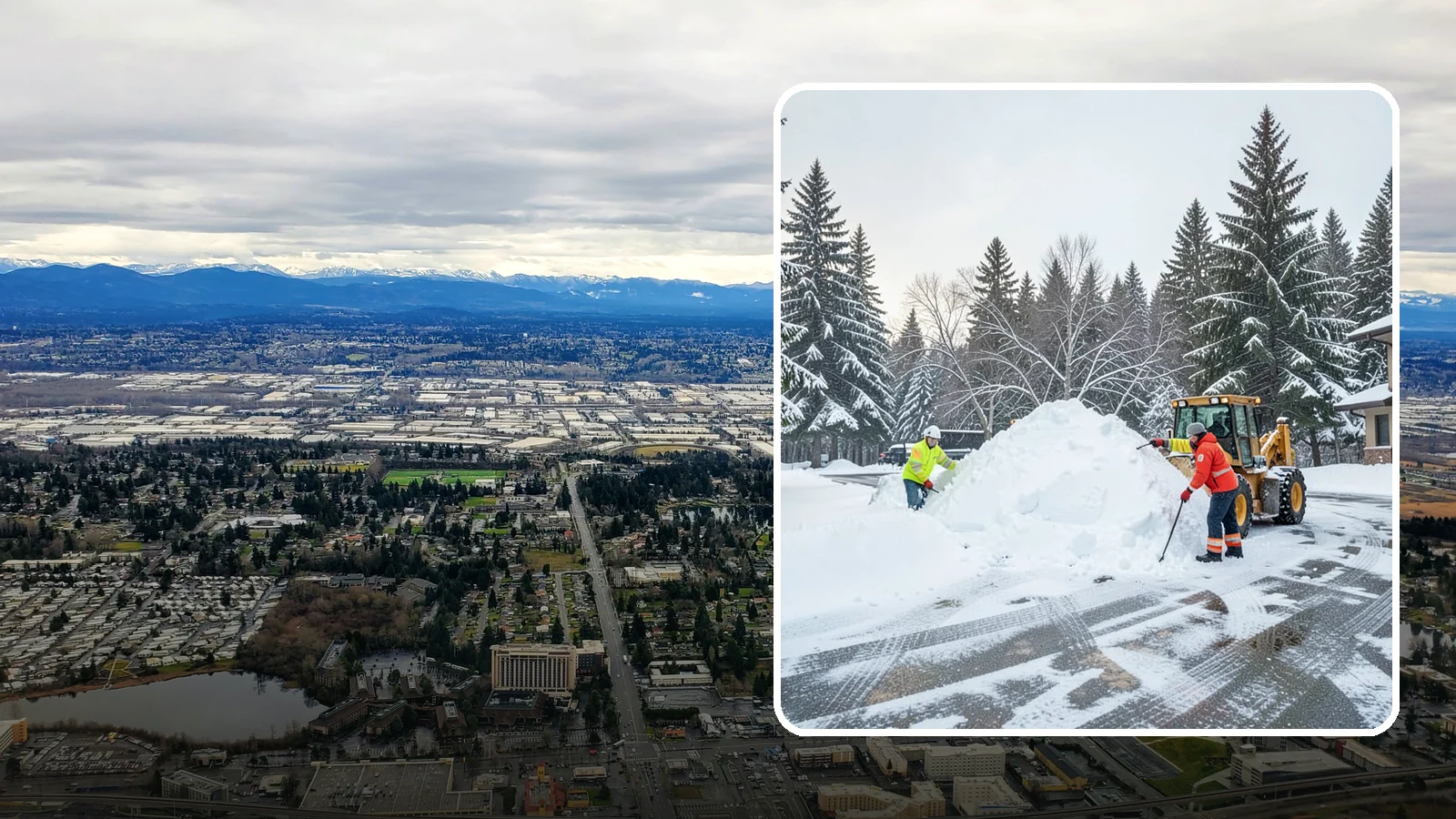 Snow Drift Removal in SeaTac, King County, WA - We clear the deep drifts that wind piles against your buildings, gates, and driveways during a storm.