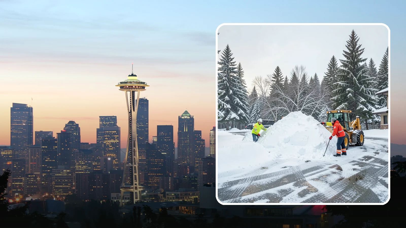 Snow Drift Removal in Seattle, King County, WA - We clear the deep drifts that wind piles against your buildings, gates, and driveways during a storm.
