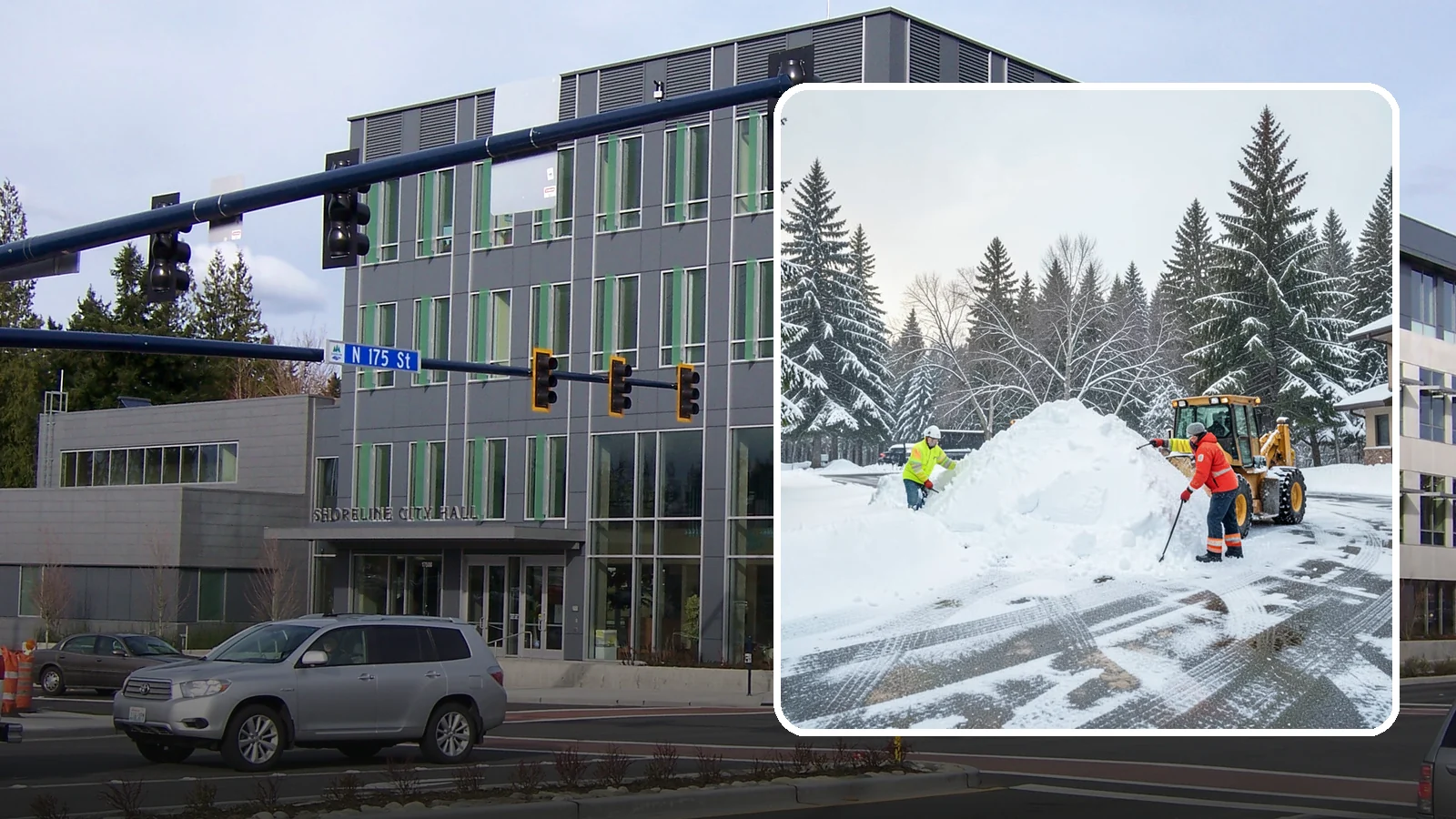 Snow Drift Removal in Shoreline, King County, WA - We clear the deep drifts that wind piles against your buildings, gates, and driveways during a storm.