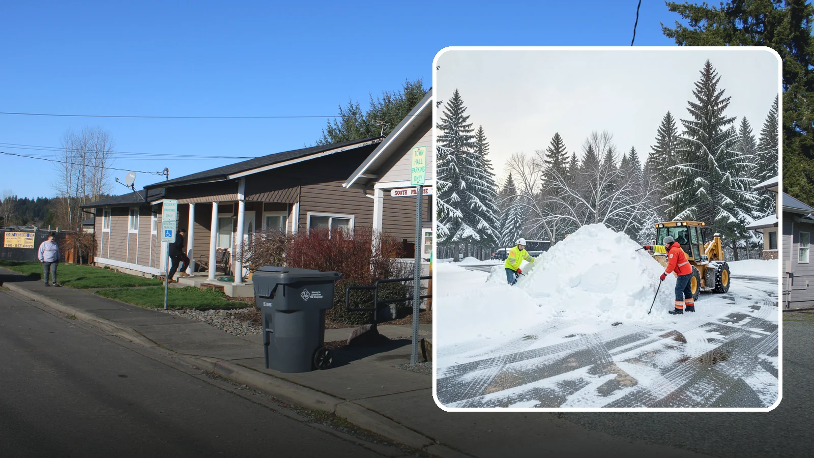 Snow Drift Removal in South Prairie, Pierce County, WA - We clear the deep drifts that wind piles against your buildings, gates, and driveways during a storm.