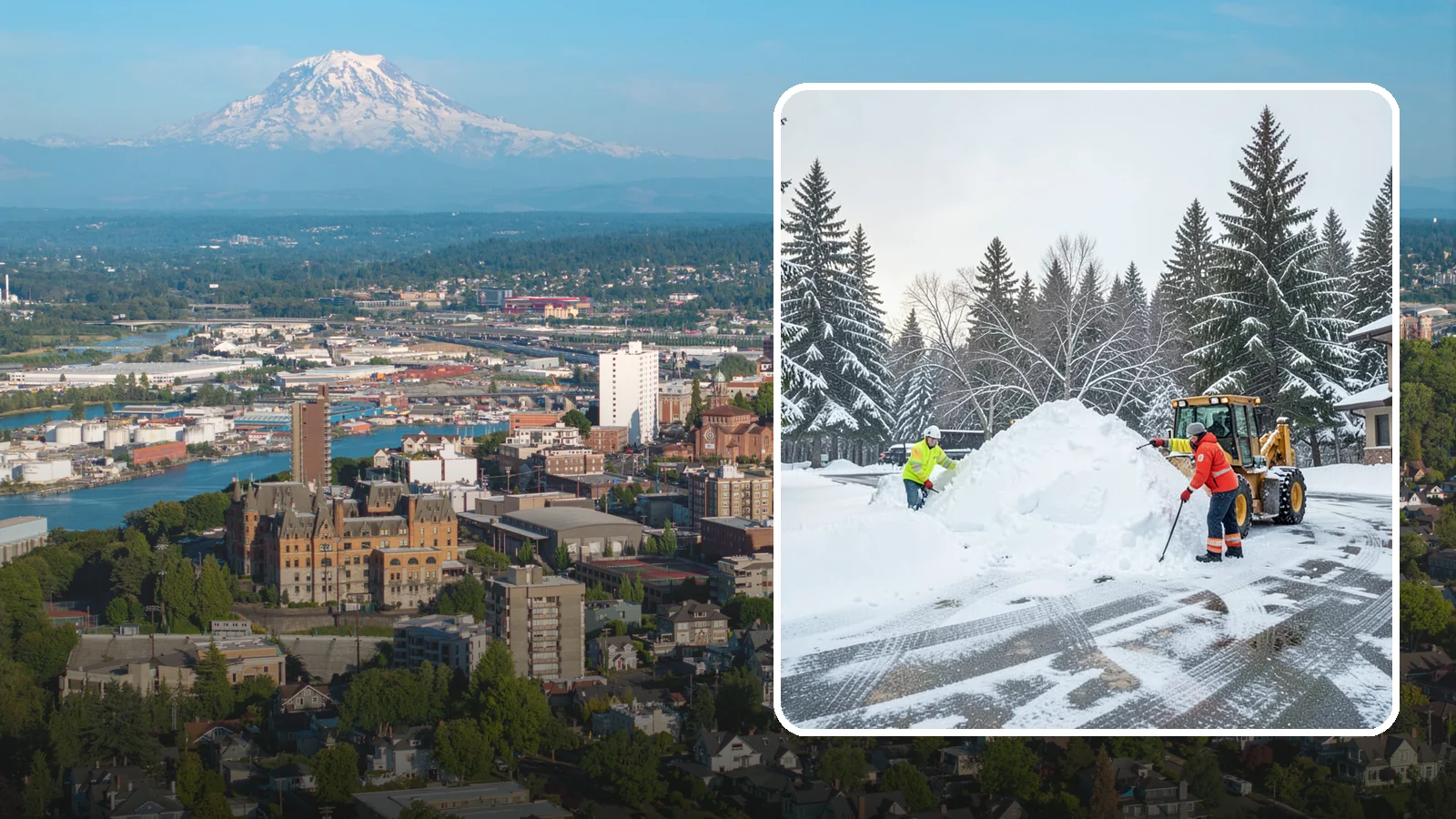 Snow Drift Removal in Tacoma, Pierce County, WA - We clear the deep drifts that wind piles against your buildings, gates, and driveways during a storm.