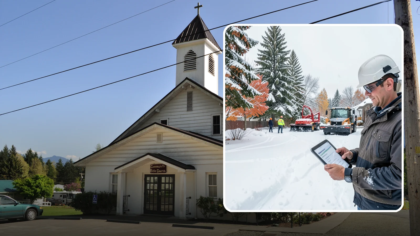 Snow Event Inspections in Concrete, Skagit County, WA - We inspect your Western Washington property during and after each snow event to confirm surfaces are cleared and safe.
