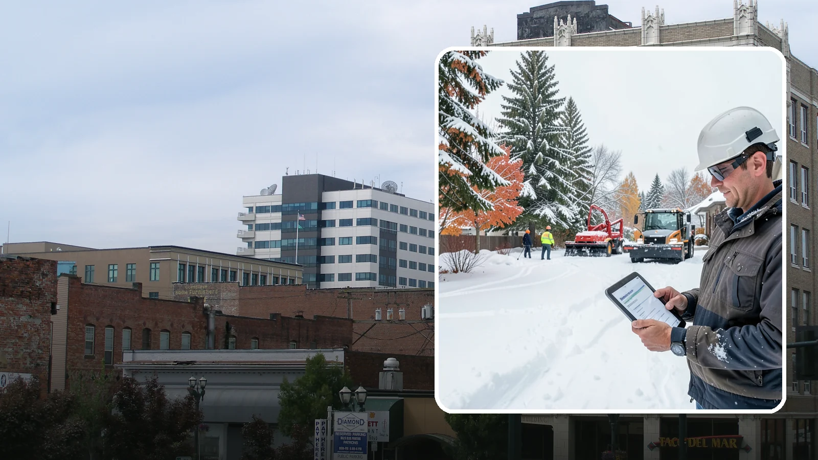 Snow Event Inspections in Everett, Snohomish County, WA - We inspect your Western Washington property during and after each snow event to confirm surfaces are cleared and safe.