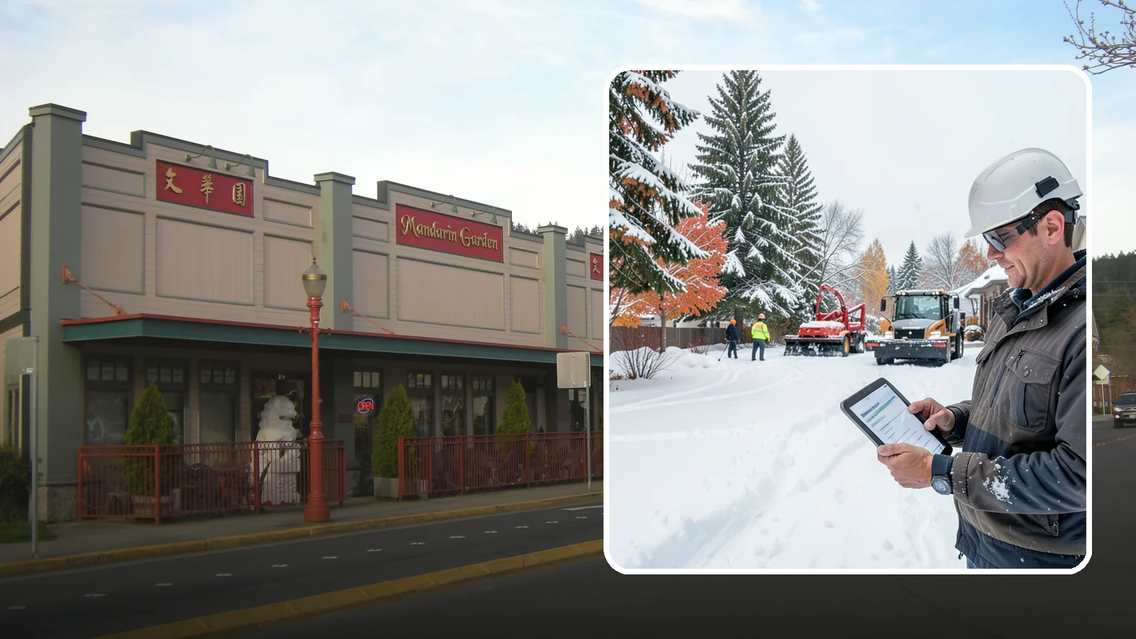 Snow Event Inspections in Issaquah, King County, WA - We inspect your Western Washington property during and after each snow event to confirm surfaces are cleared and safe.