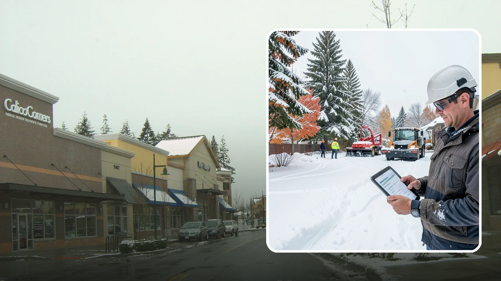 Snow Event Inspections in Mill Creek, Snohomish County, WA - We inspect your Western Washington property during and after each snow event to confirm surfaces are cleared and safe.