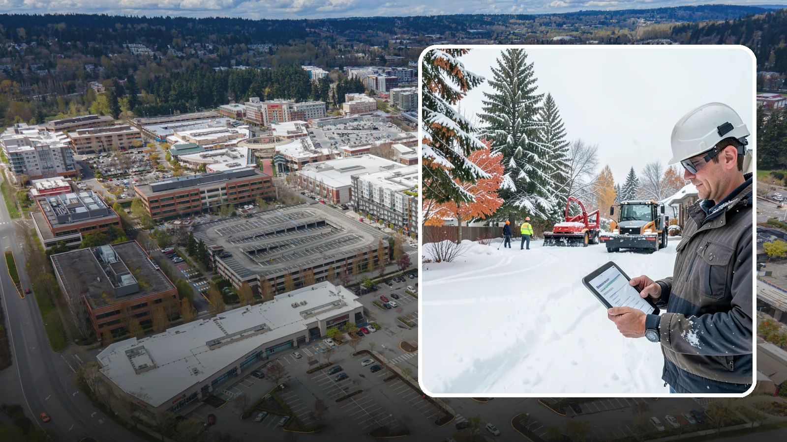 Snow Event Inspections in Redmond, King County, WA - We inspect your Western Washington property during and after each snow event to confirm surfaces are cleared and safe.