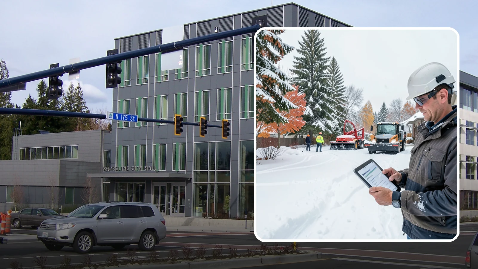 Snow Event Inspections in Shoreline, King County, WA - We inspect your Western Washington property during and after each snow event to confirm surfaces are cleared and safe.