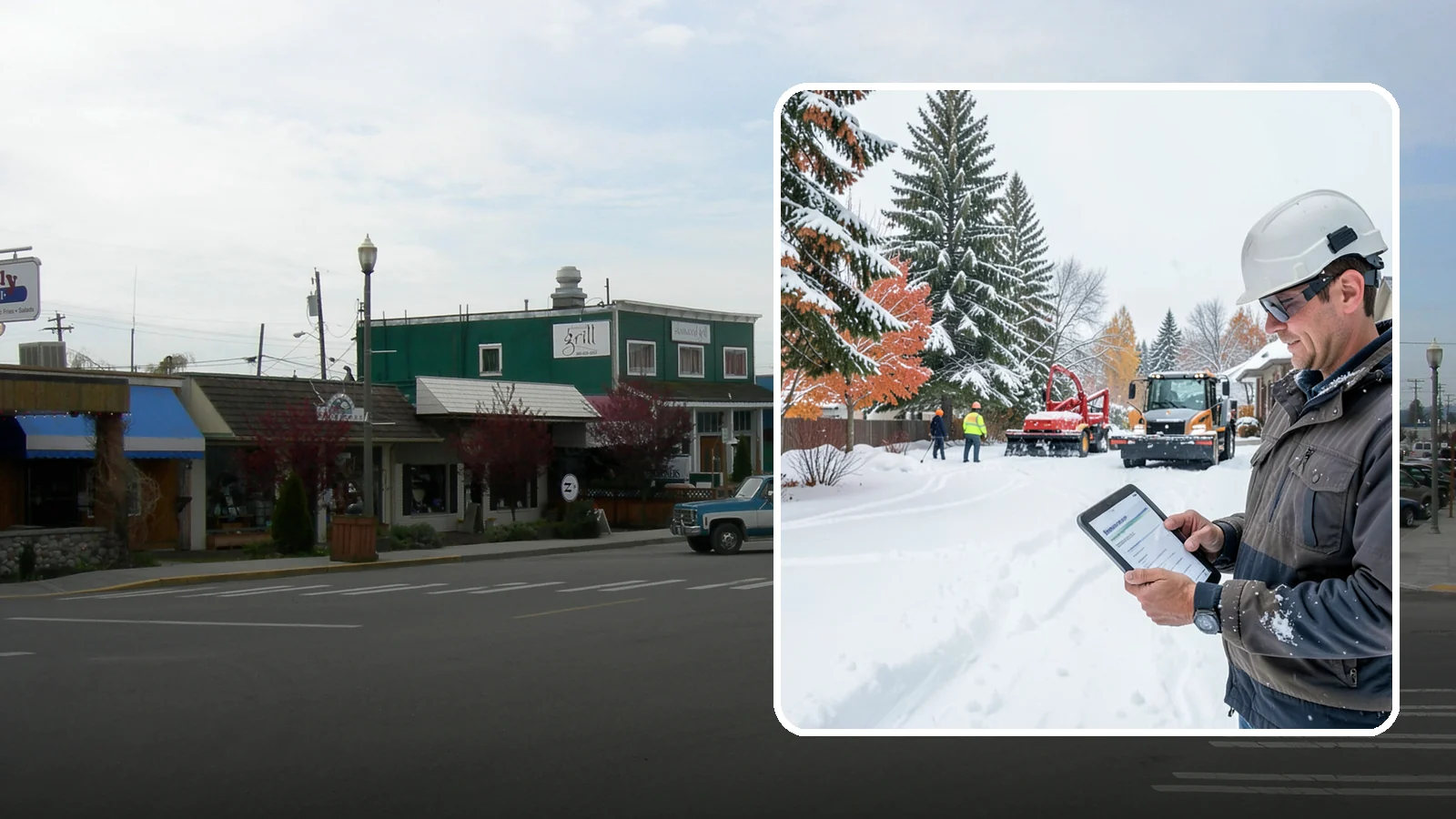 Snow Event Inspections in Stanwood, Snohomish County, WA - We inspect your Western Washington property during and after each snow event to confirm surfaces are cleared and safe.