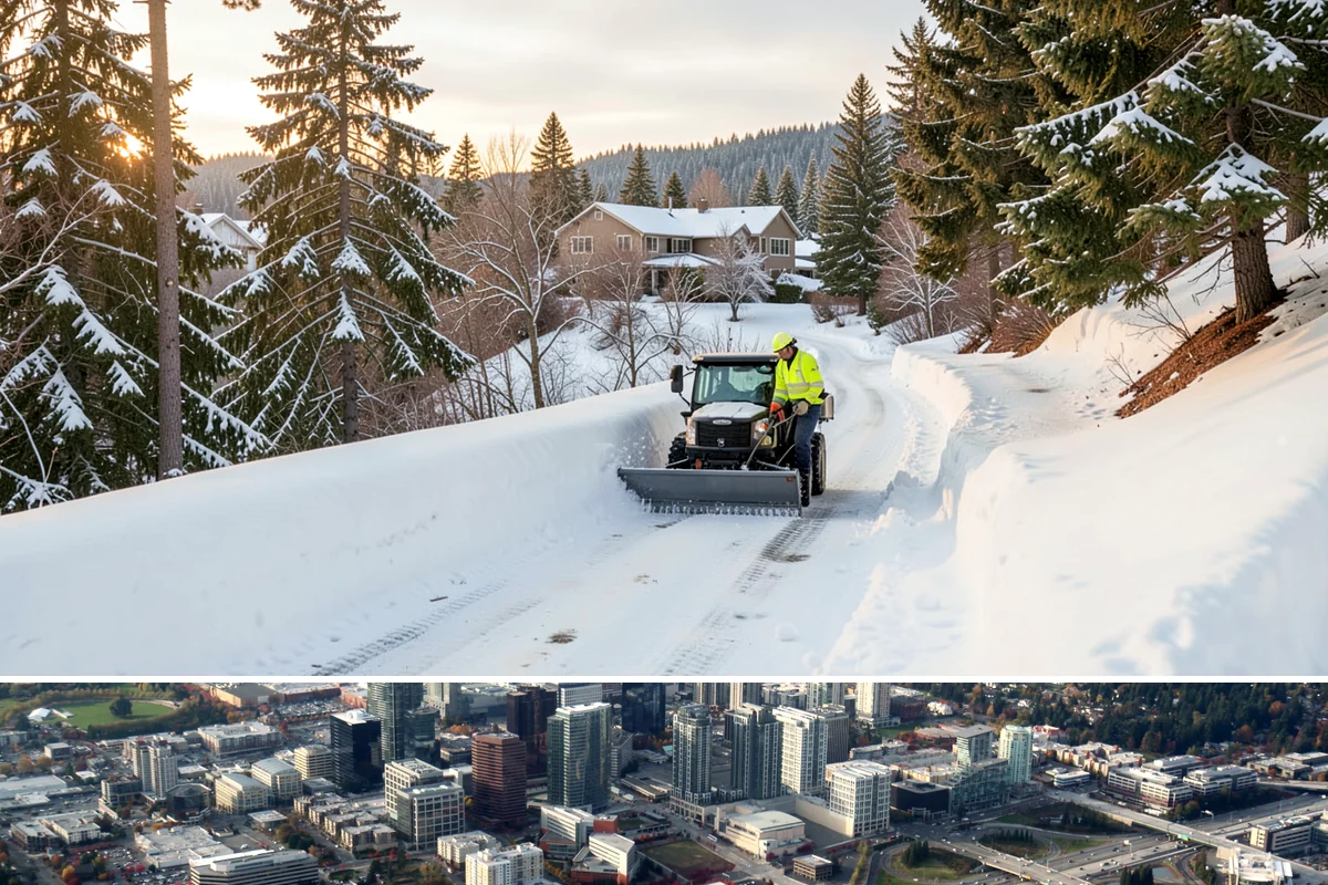 Snow Hauling in Bellevue, King County, WA - Snow hauling becomes necessary mid-winter after several storms have filled a property's storage areas beyond capacity.