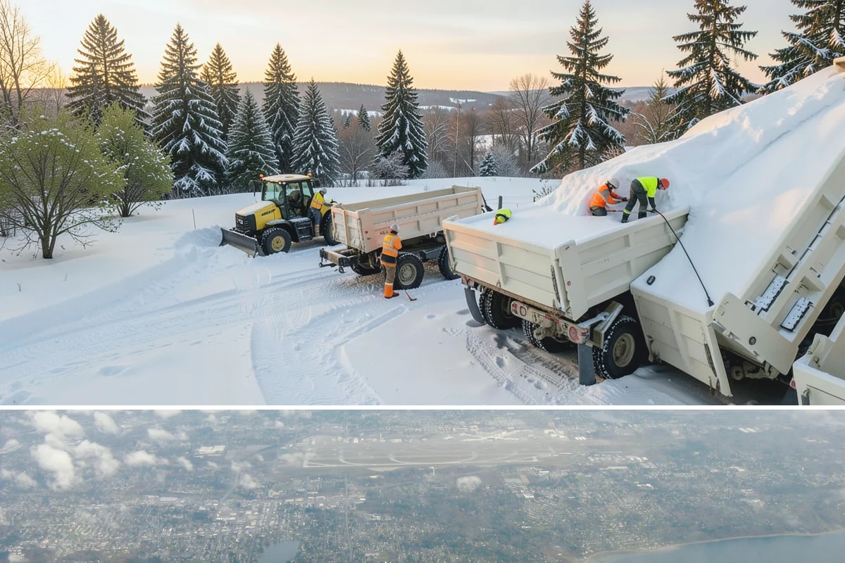 Snow Hauling in Burien, King County, WA - Snow hauling becomes necessary mid-winter after several storms have filled a property's storage areas beyond capacity.