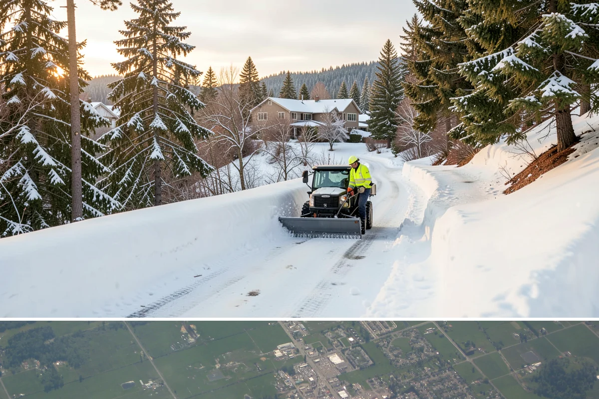 Snow Hauling in Enumclaw, King County, WA - Snow hauling becomes necessary mid-winter after several storms have filled a property's storage areas beyond capacity.