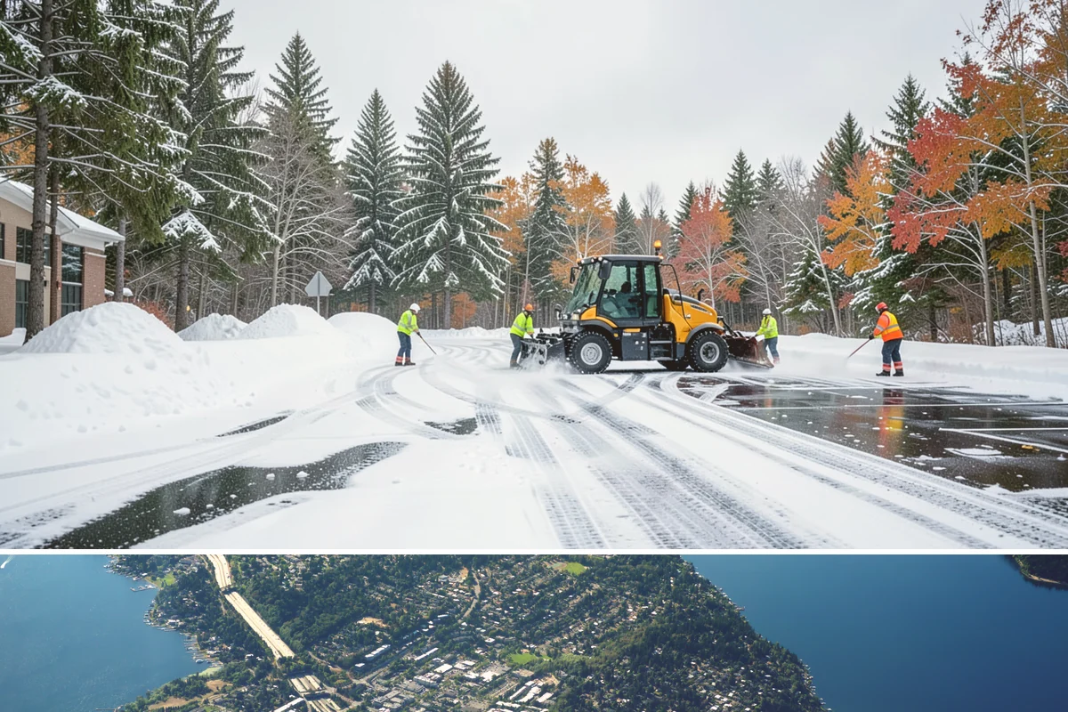 Snow Hauling in Mercer Island, King County, WA - Snow hauling becomes necessary mid-winter after several storms have filled a property's storage areas beyond capacity.
