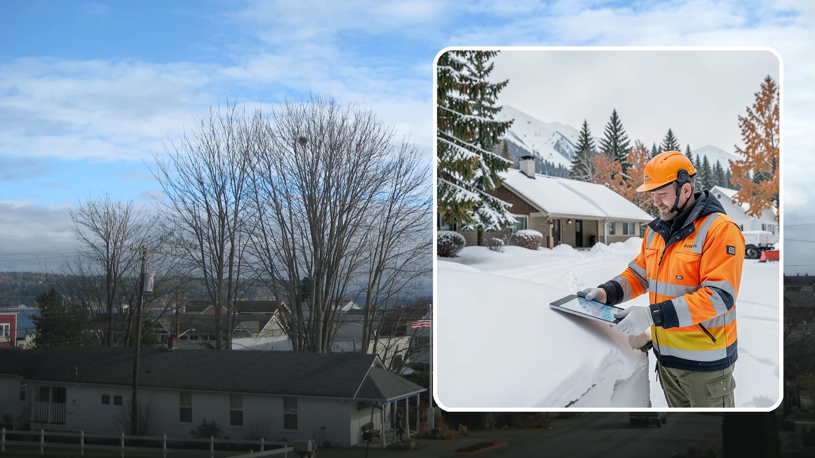 Snow Load Assessment in Langley, Island County, WA - We evaluate roof snow loads so you know whether accumulation has reached a dangerous weight.