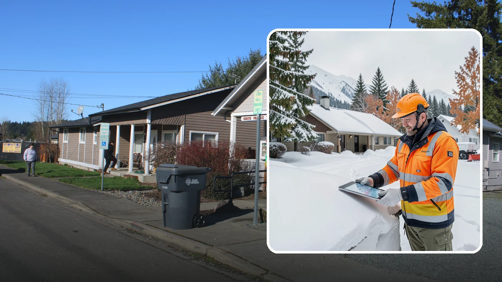 Snow Load Assessment in South Prairie, Pierce County, WA - We evaluate roof snow loads so you know whether accumulation has reached a dangerous weight.