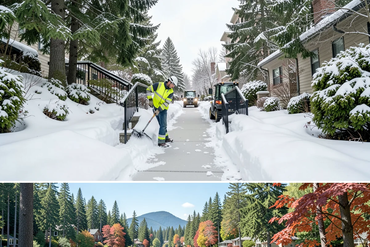 Snow Marker Installation in Covington, King County, WA - Markers go in during the dry weeks of autumn and come out in March once lowland freeze risk has clearly ended.