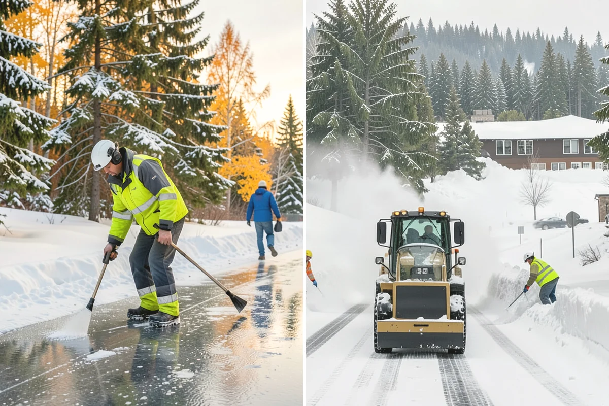 Snow Marker Installation in Duvall, King County, WA - We identify pavement edges and vulnerable features with you on-site