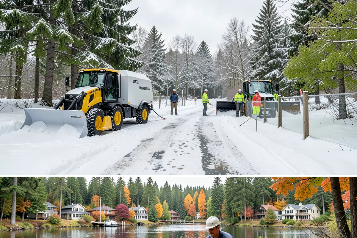 Snow Marker Installation in La Conner, Skagit County, WA - Markers go in during the dry weeks of autumn and come out in March once lowland freeze risk has clearly ended.