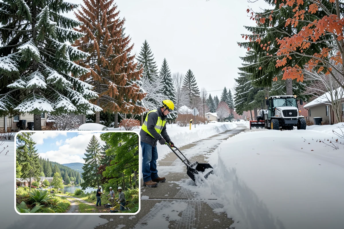 Snow Marker Installation in Lake Forest Park, King County, WA - Prevents blade damage to curbs, sprinkler heads, and landscaping