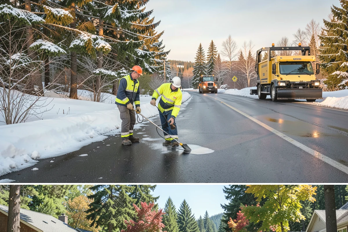 Snow Marker Installation in Orting, Pierce County, WA - Markers go in during the dry weeks of autumn and come out in March once lowland freeze risk has clearly ended.