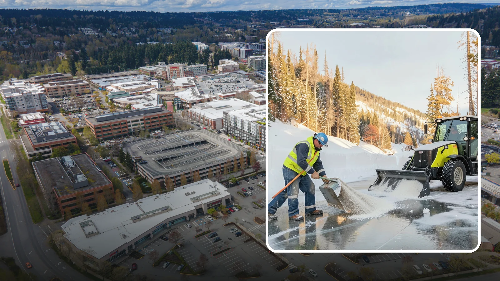 Snow Melter Service in Redmond, King County, WA - Our snow melters convert piled snow to water on site, eliminating hauling on space-limited properties.