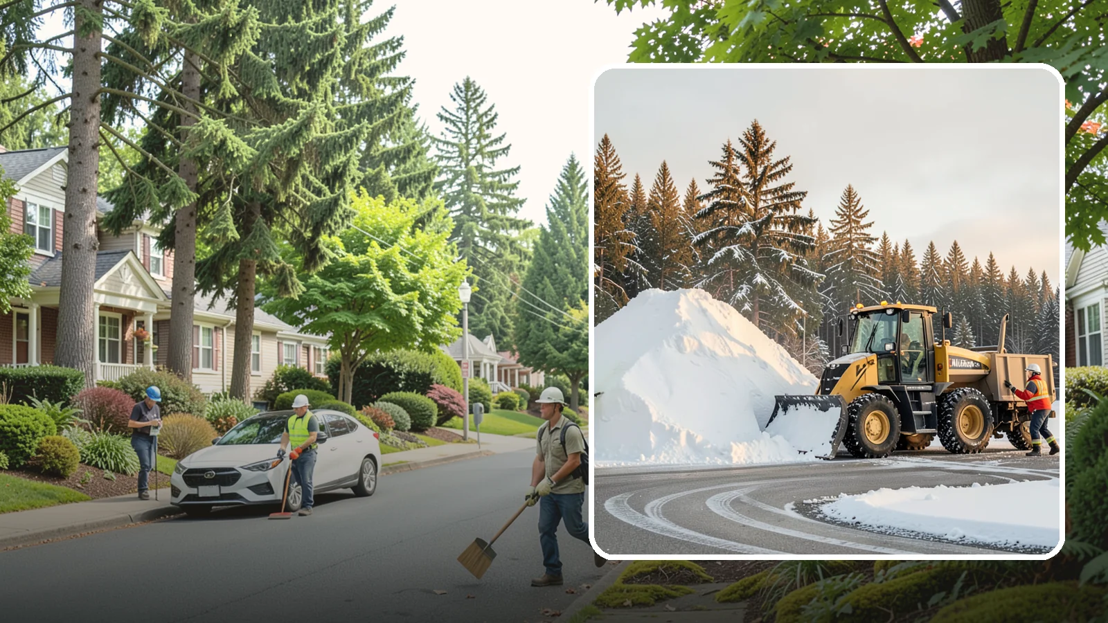 Snow Pile Management in Beaux Arts Village, King County, WA - We manage existing snow piles over the season so they never become a hazard or an obstruction.