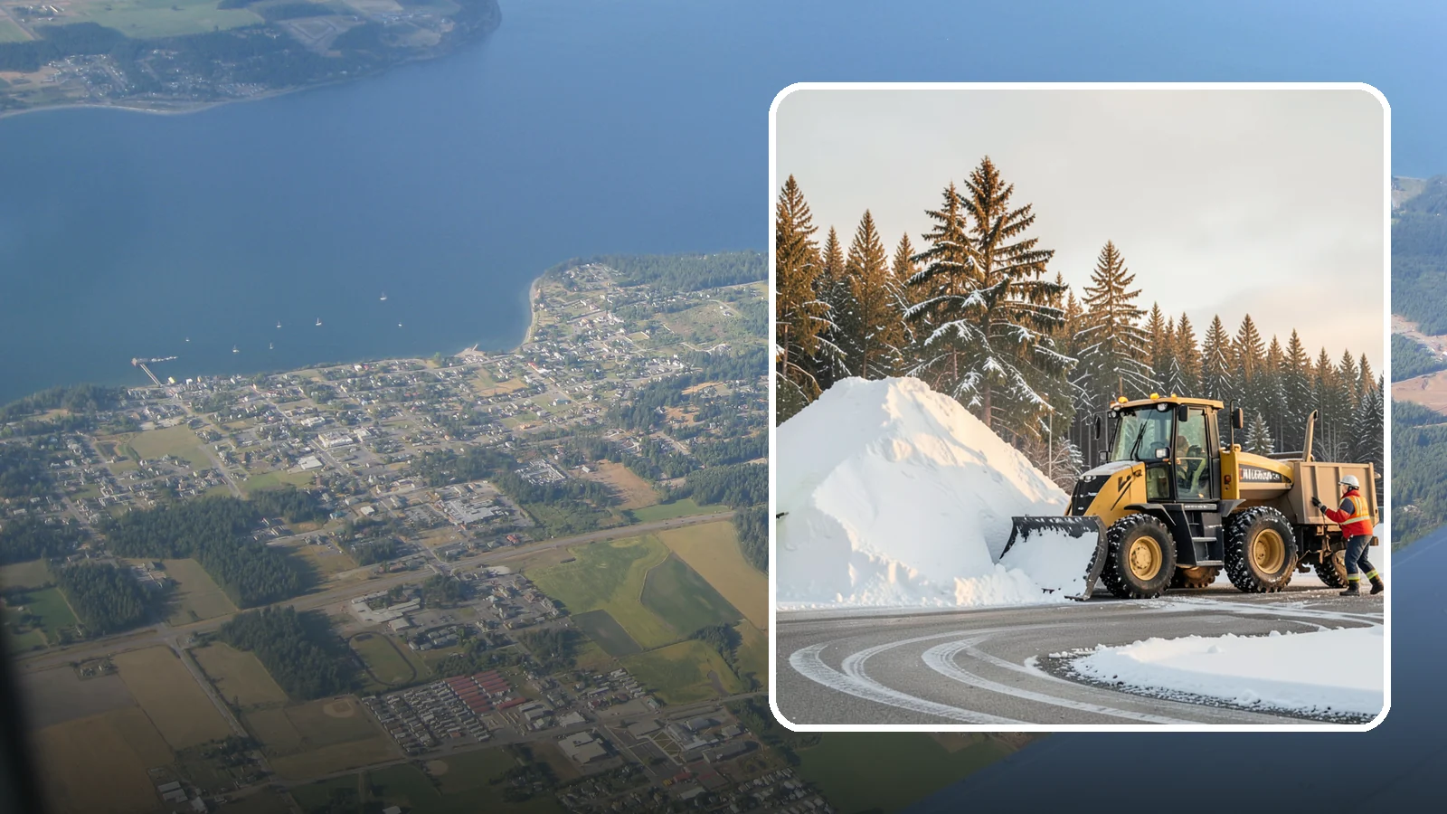 Snow Pile Management in Coupeville, Island County, WA - We manage existing snow piles over the season so they never become a hazard or an obstruction.