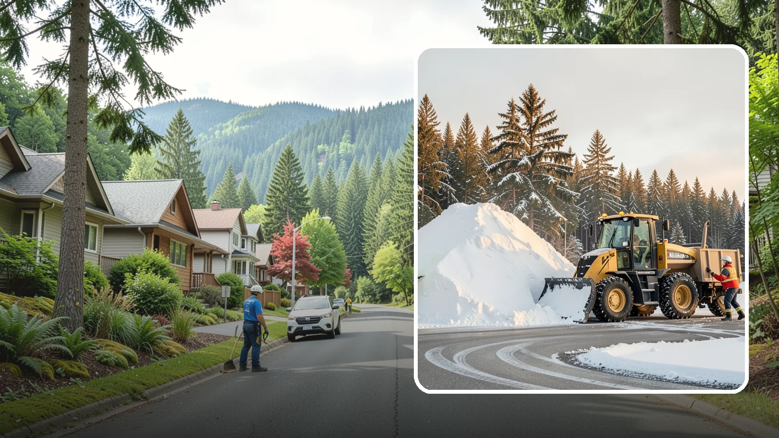 Snow Pile Management in Darrington, Snohomish County, WA - We manage existing snow piles over the season so they never become a hazard or an obstruction.
