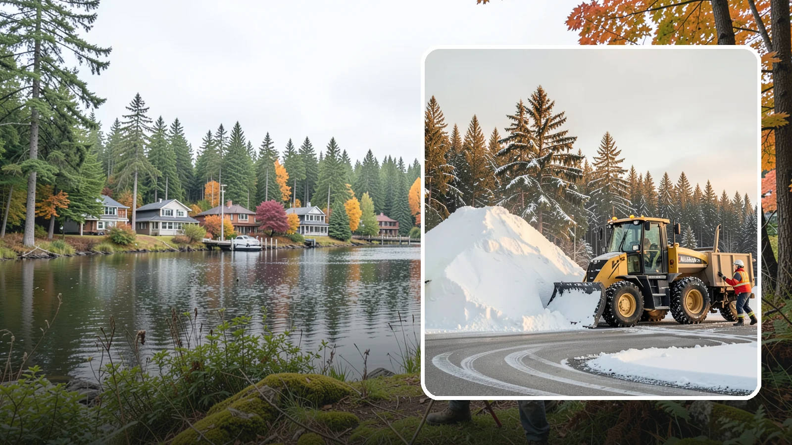 Snow Pile Management in La Conner, Skagit County, WA - We manage existing snow piles over the season so they never become a hazard or an obstruction.