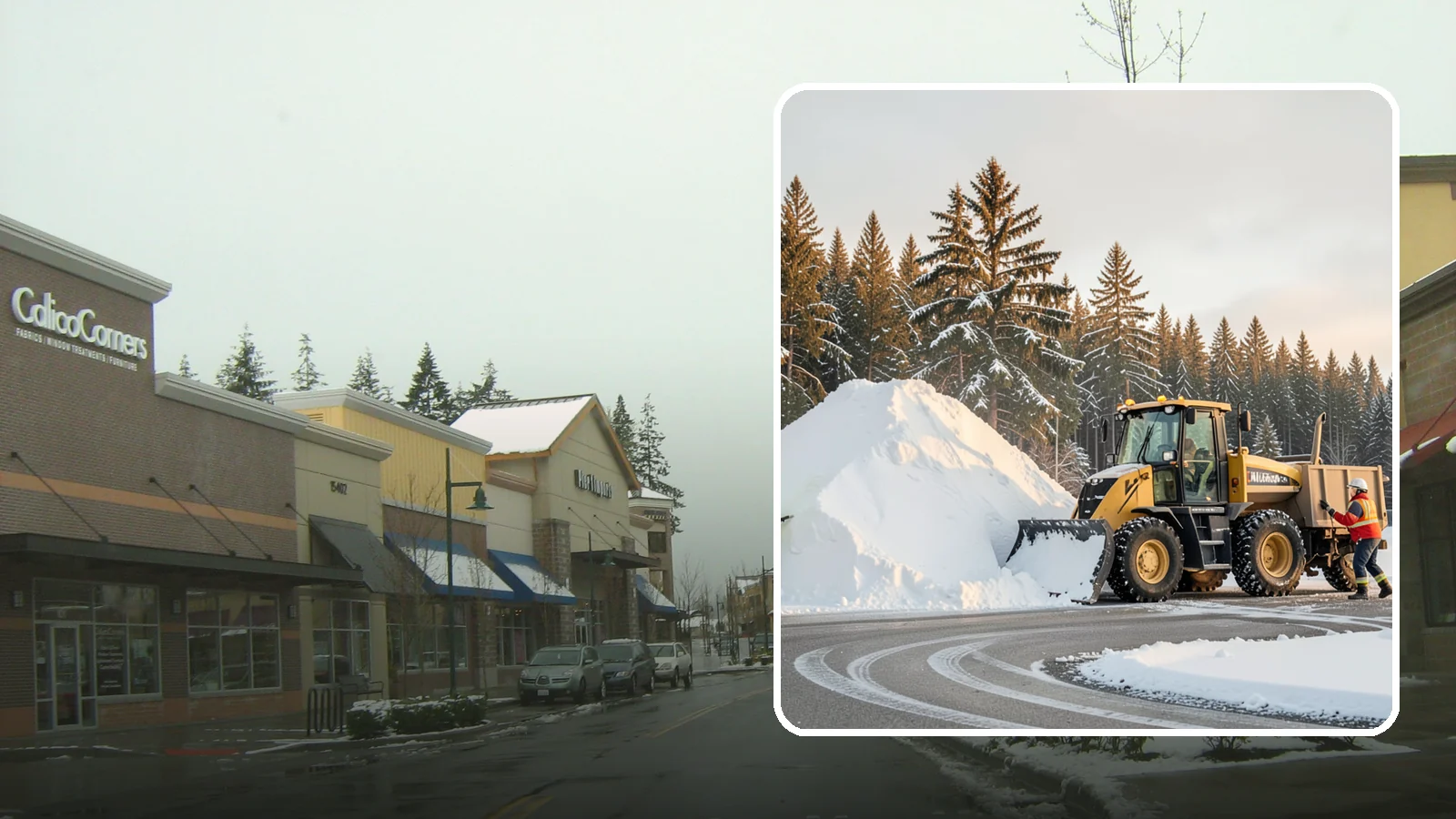 Snow Pile Management in Mill Creek, Snohomish County, WA - We manage existing snow piles over the season so they never become a hazard or an obstruction.