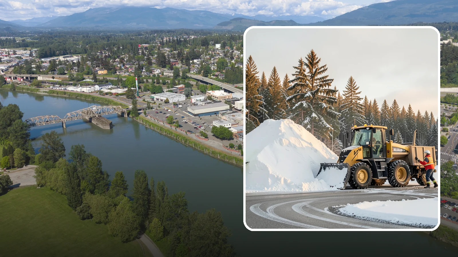 Snow Pile Management in Mount Vernon, Skagit County, WA - We manage existing snow piles over the season so they never become a hazard or an obstruction.