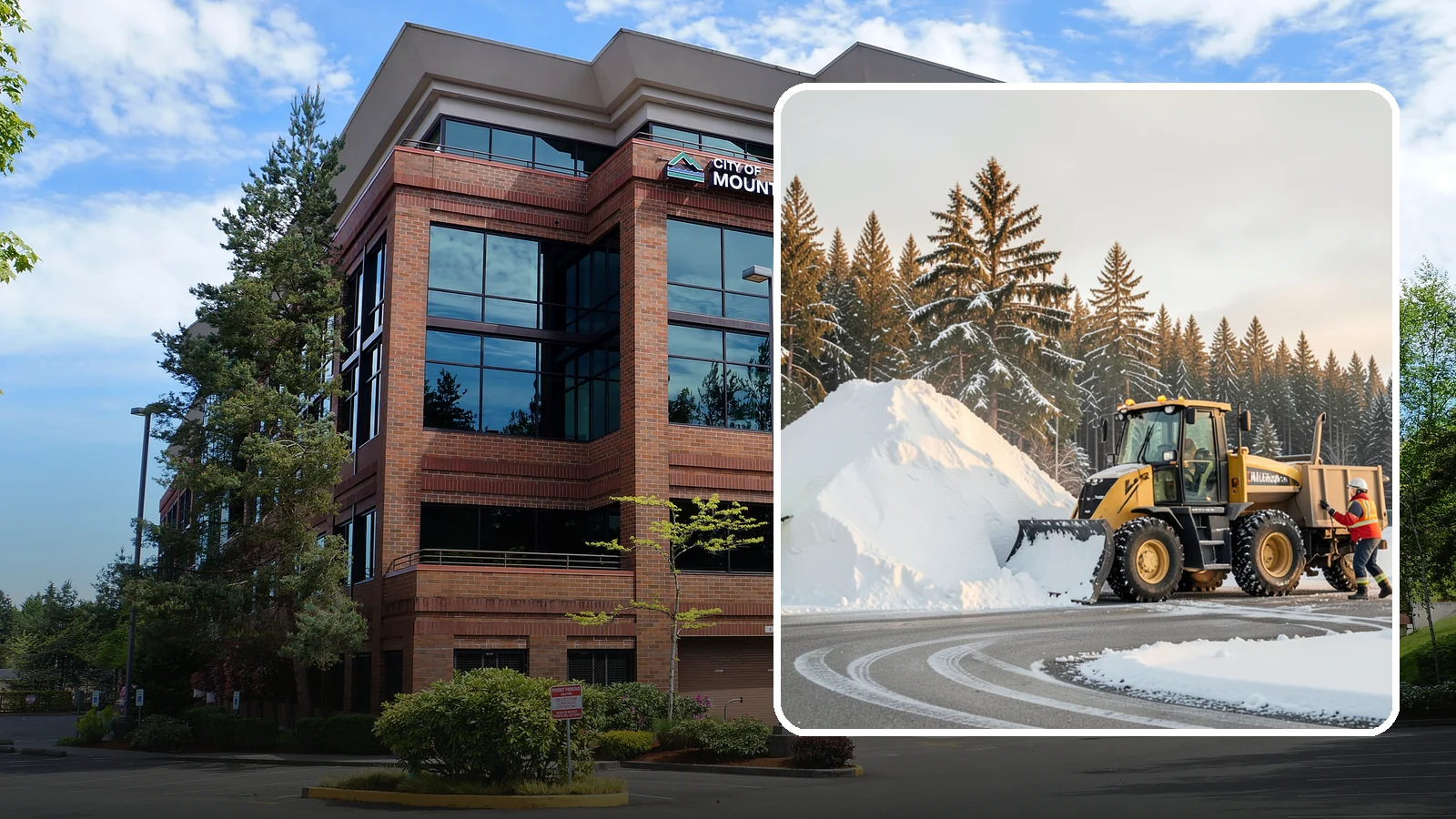 Snow Pile Management in Mountlake Terrace, Snohomish County, WA - We manage existing snow piles over the season so they never become a hazard or an obstruction.