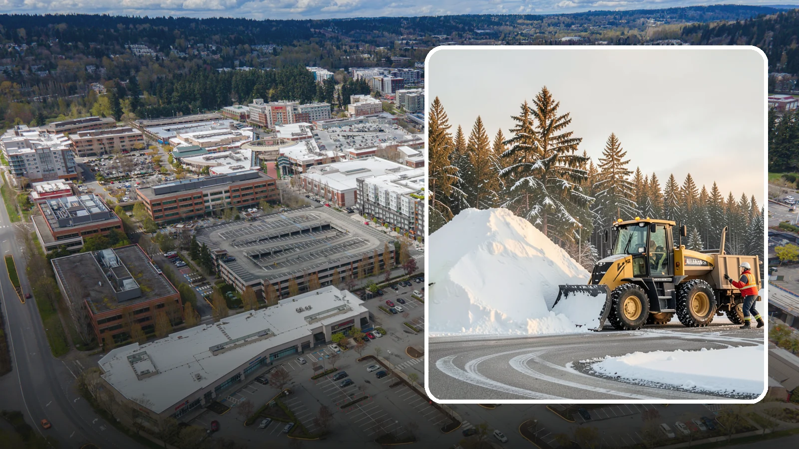 Snow Pile Management in Redmond, King County, WA - We manage existing snow piles over the season so they never become a hazard or an obstruction.