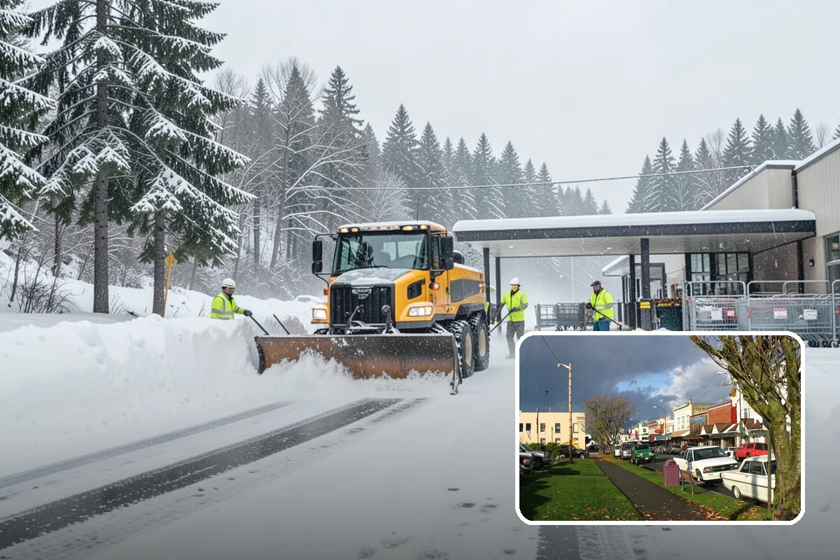 Snow Plowing in Arlington, Snohomish County, WA - Rapid clearing of large paved areas